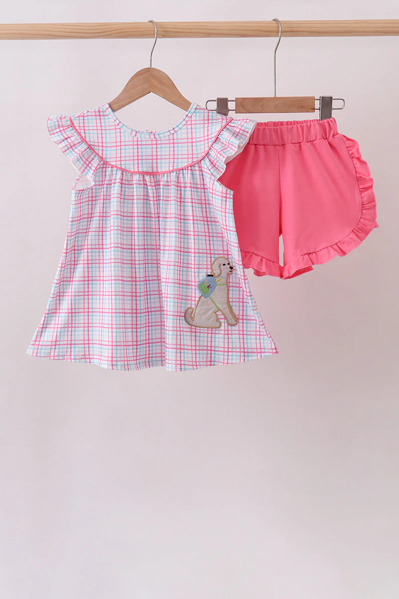 Pink Puppy Applique Ruffle Set - Image 2