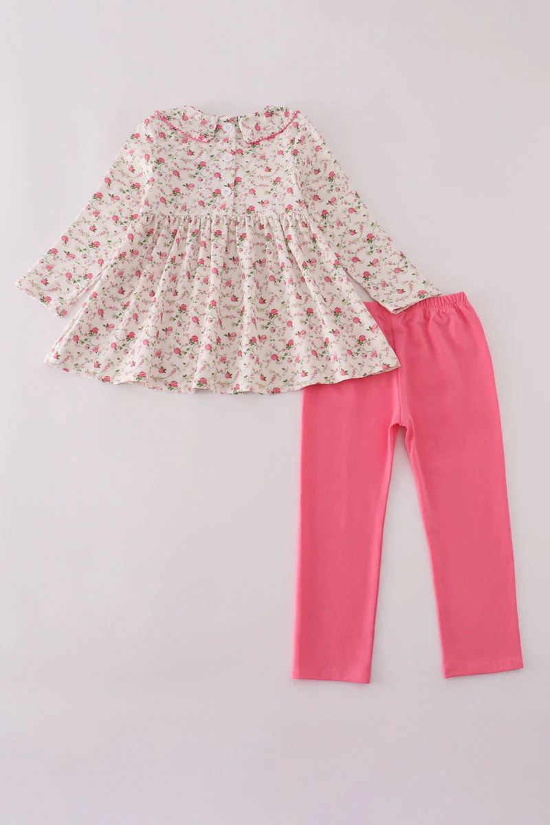 Pink rose hand smocked pants set - Image 5