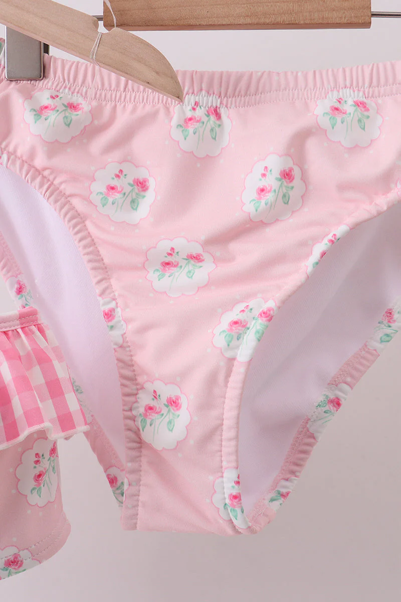 Pink rose ruffle 2pc women swimsuit - Image 3