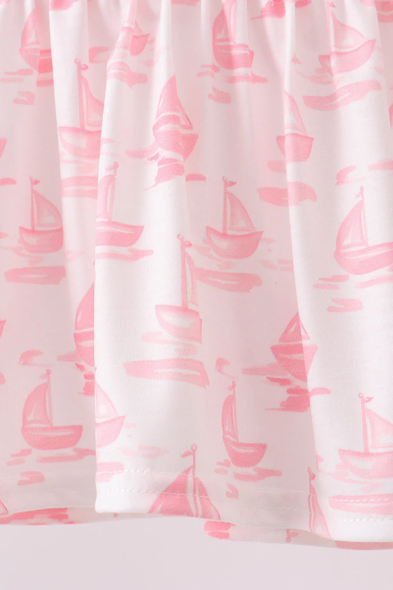 Pink Sailboat Embroidered Bloomer Set - Image 3