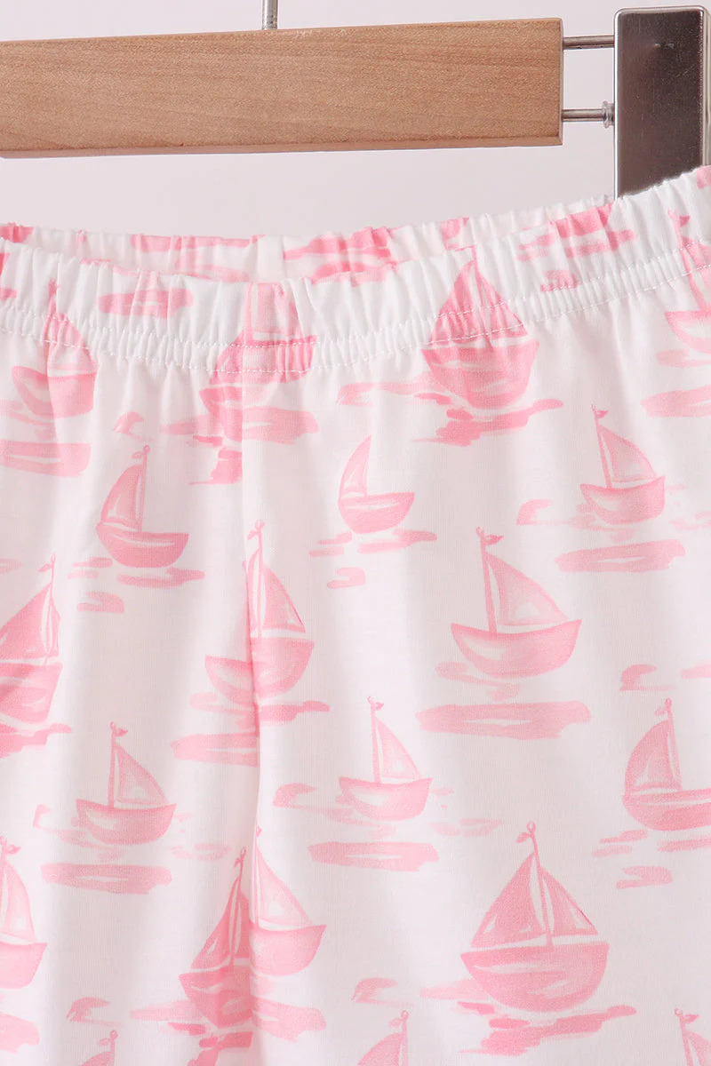 Pink Sailboat Embroidered Set - Image 4
