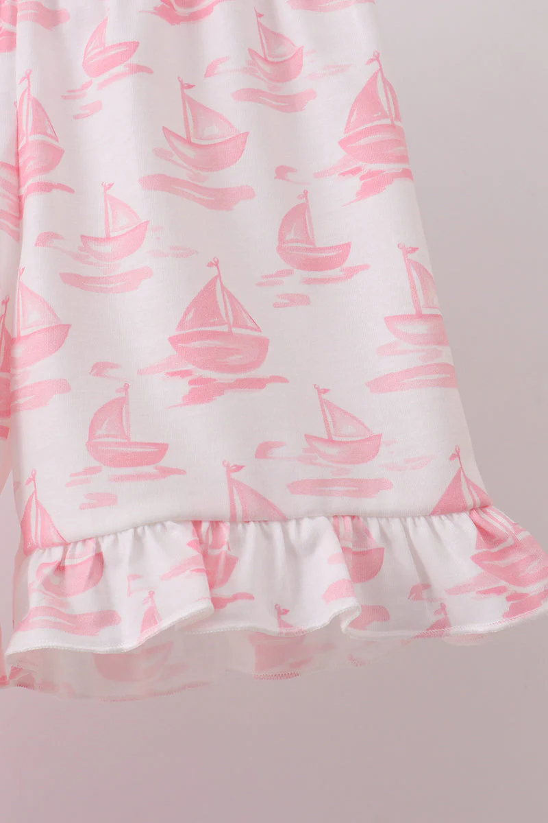 Pink Sailboat Embroidered Set - Image 5