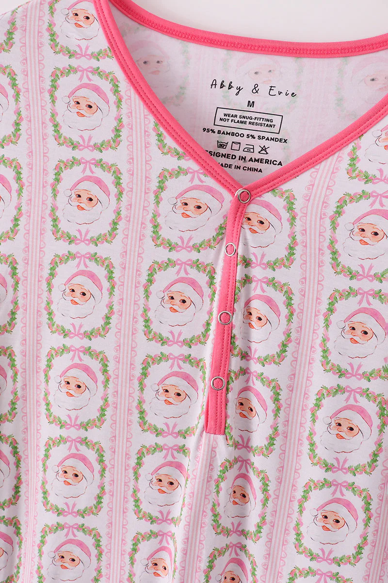 Pink santa claus mom pajamas pants set - Image 2