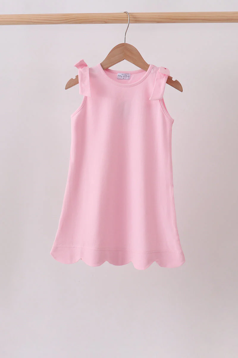 Pink Scalloped Bow Dress