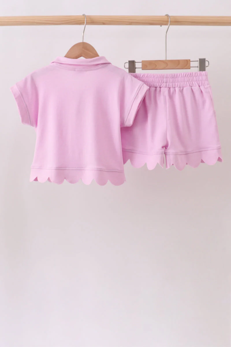Pink Scalloped Polo Set - Image 2