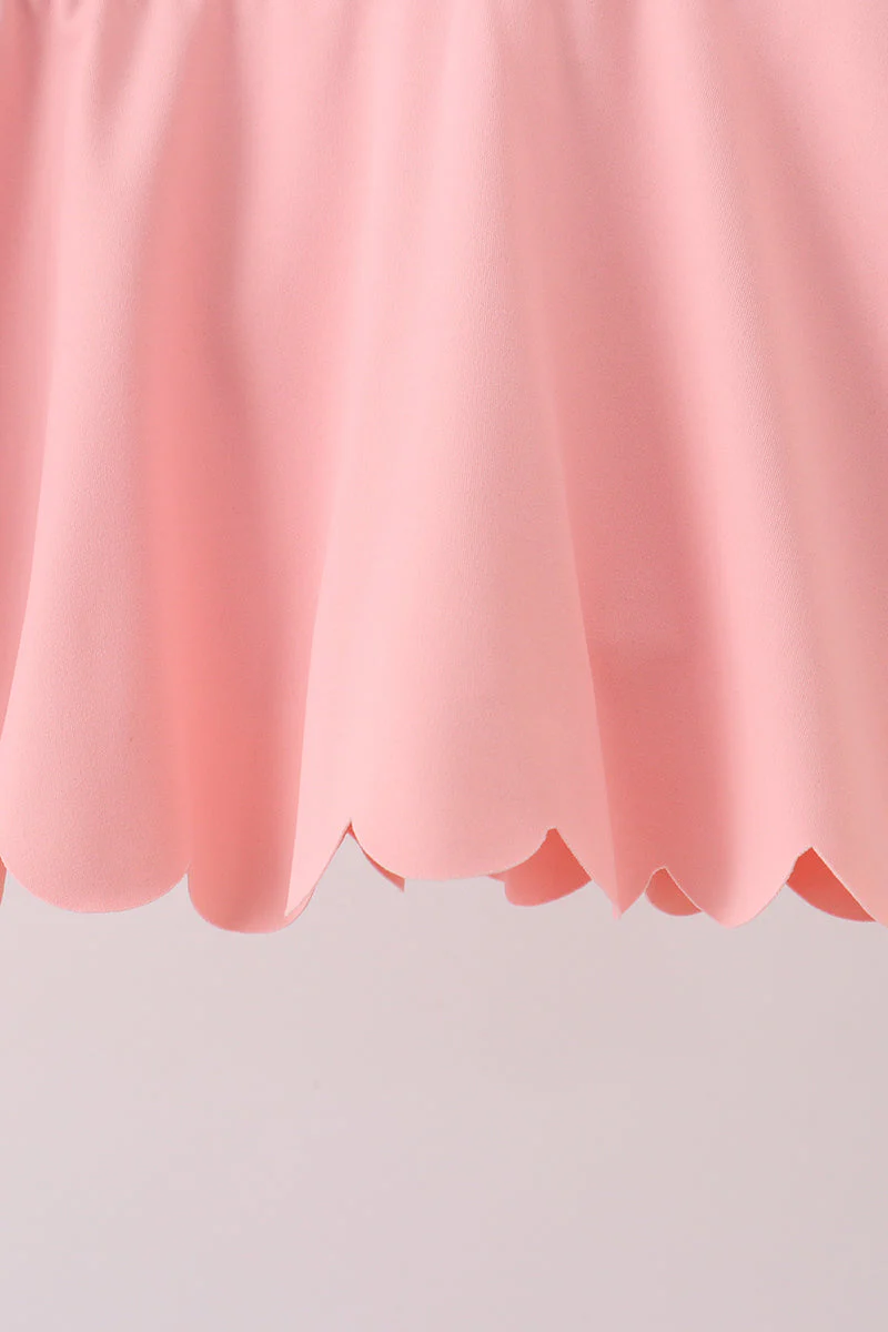 Pink Scalloped Yoga Skorts Set - Image 2