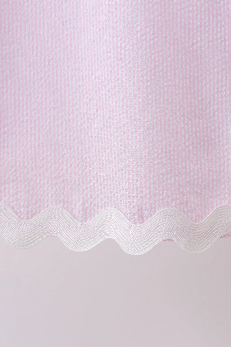 Pink Seersucker Stripe Scalloped Dress - Image 3