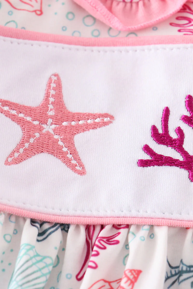 Pink Shell Embroidered Dress - Image 3