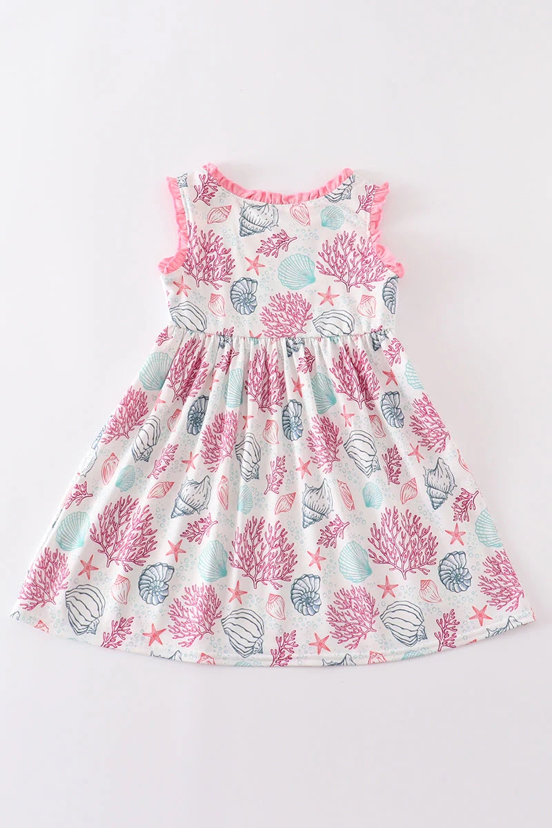 Pink Shell Embroidered Dress - Image 5