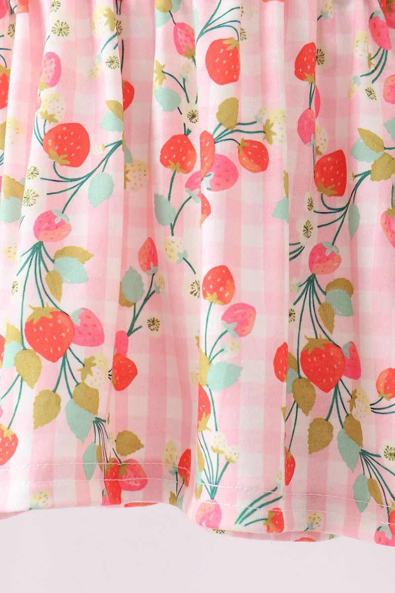 Pink strawberry smocked bloomer set - Image 4