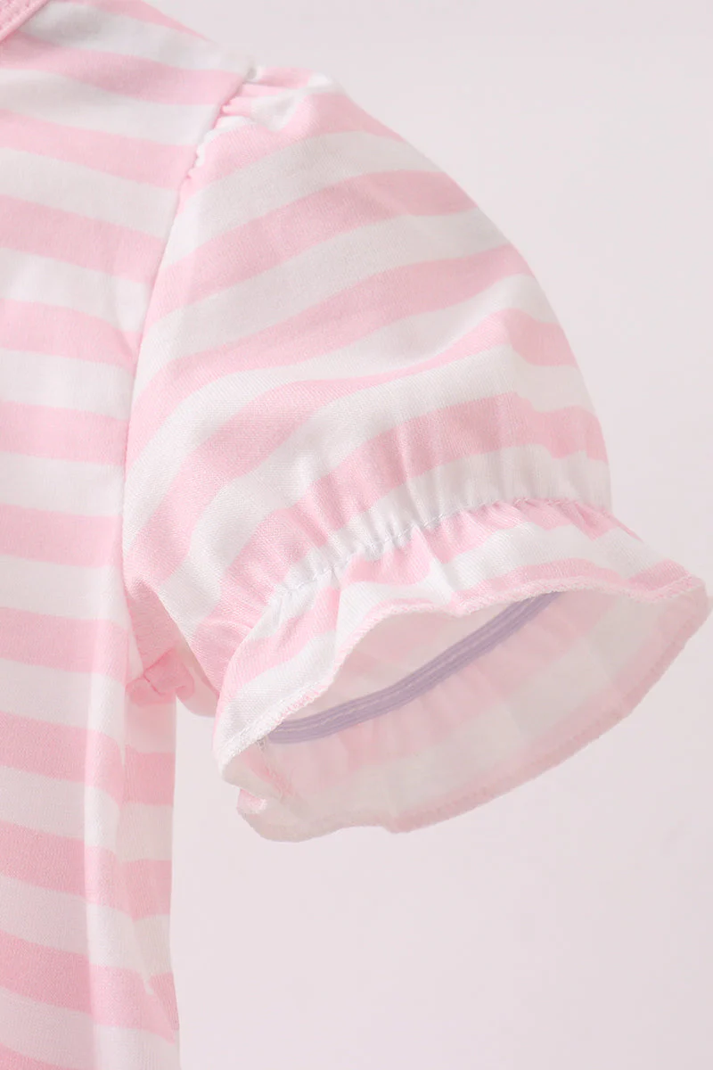 Pink Stripe Apple Book Applique Bubble - Image 3