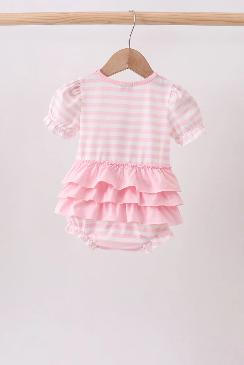 Pink Stripe Apple Book Applique Bubble - Image 6