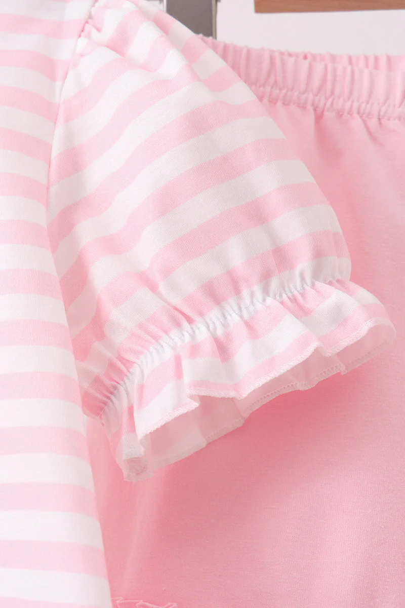 Pink Stripe Apple Book Appliqué Ruffle Set - Image 5