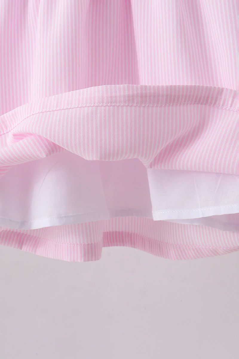 Pink stripe bunny bow embroidery bloomer set - Image 5