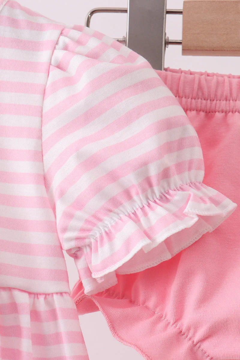 Pink stripe cross applique bloomer set - Image 4