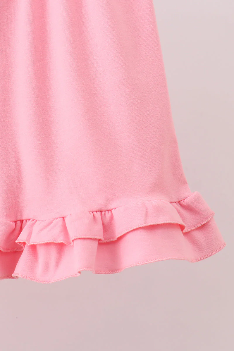 Pink stripe cross applique ruffle shorts set - Image 3