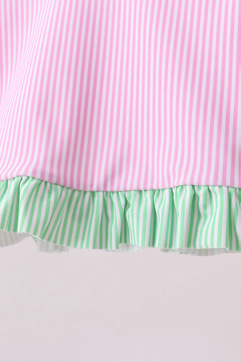 Pink stripe ruffle 2pc swimsuit - Image 3