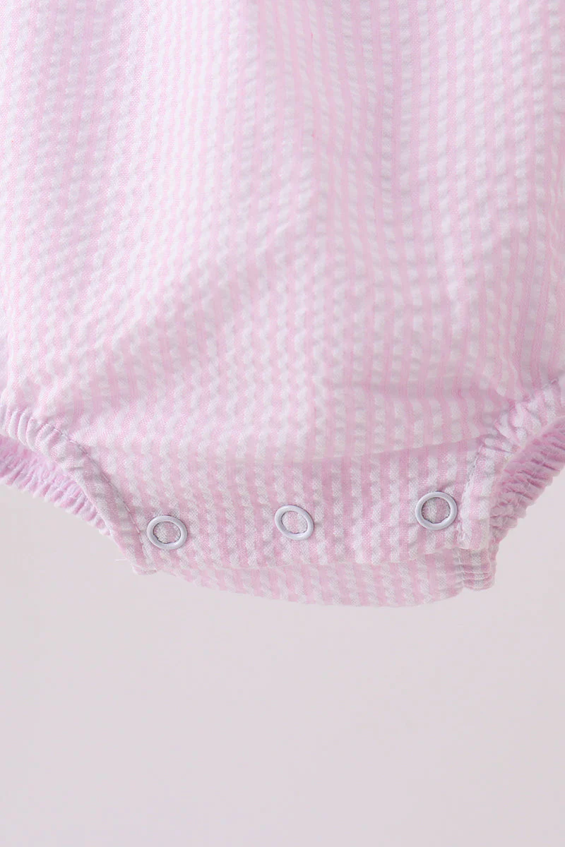 Pink stripe seersucker bow bubble - Image 3