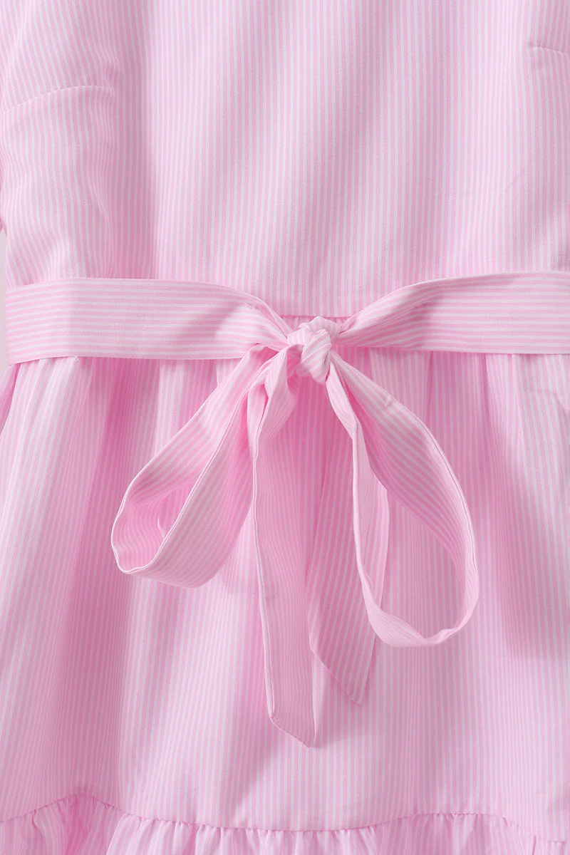 Pink stripe tiered maxi dress - Image 2