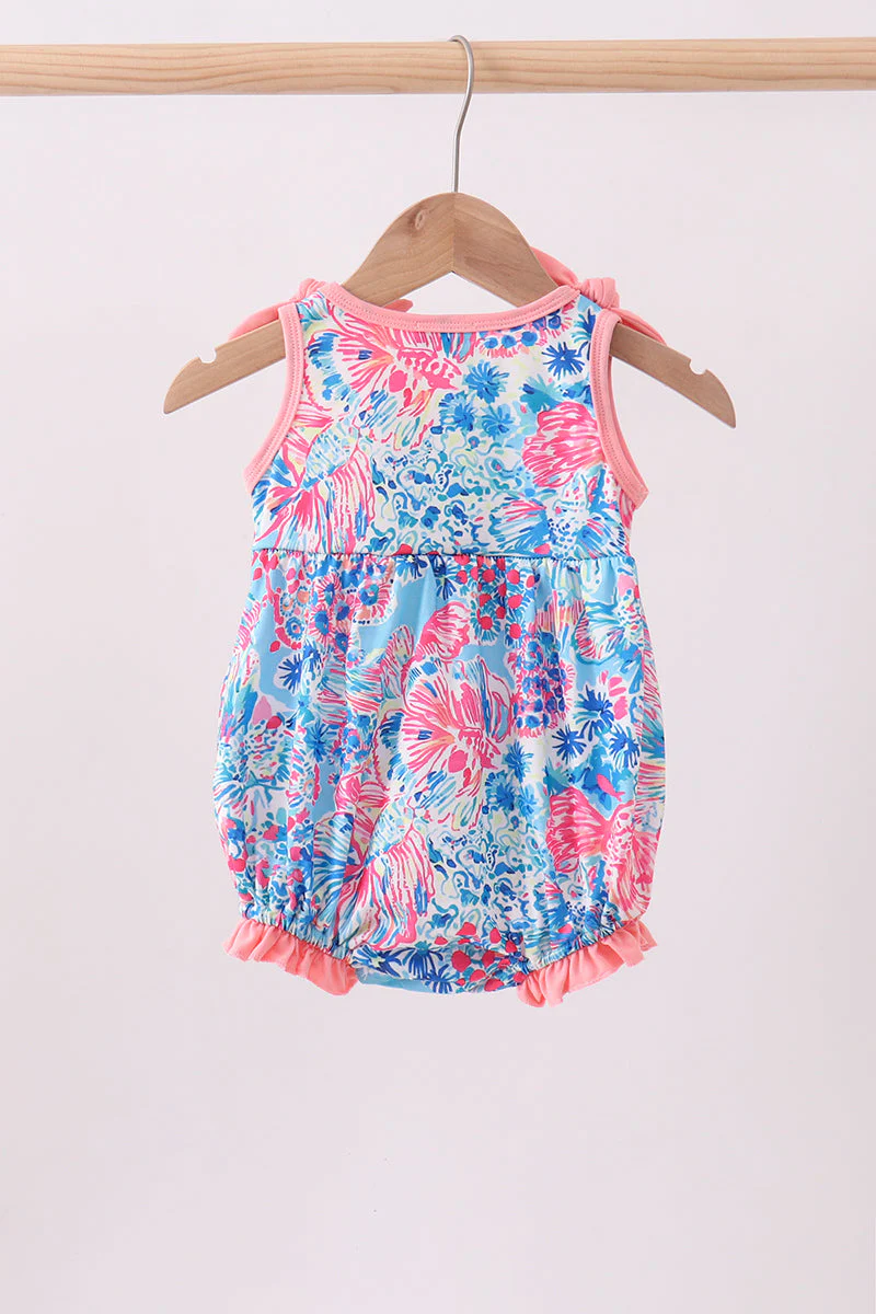 Pink tropical floral print ruffle bow bubble - Image 5