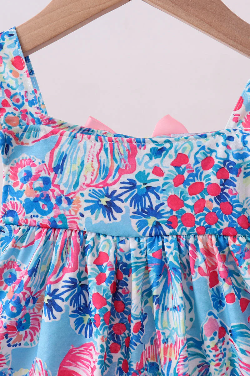 Pink tropical floral print ruffle shorts set - Image 2