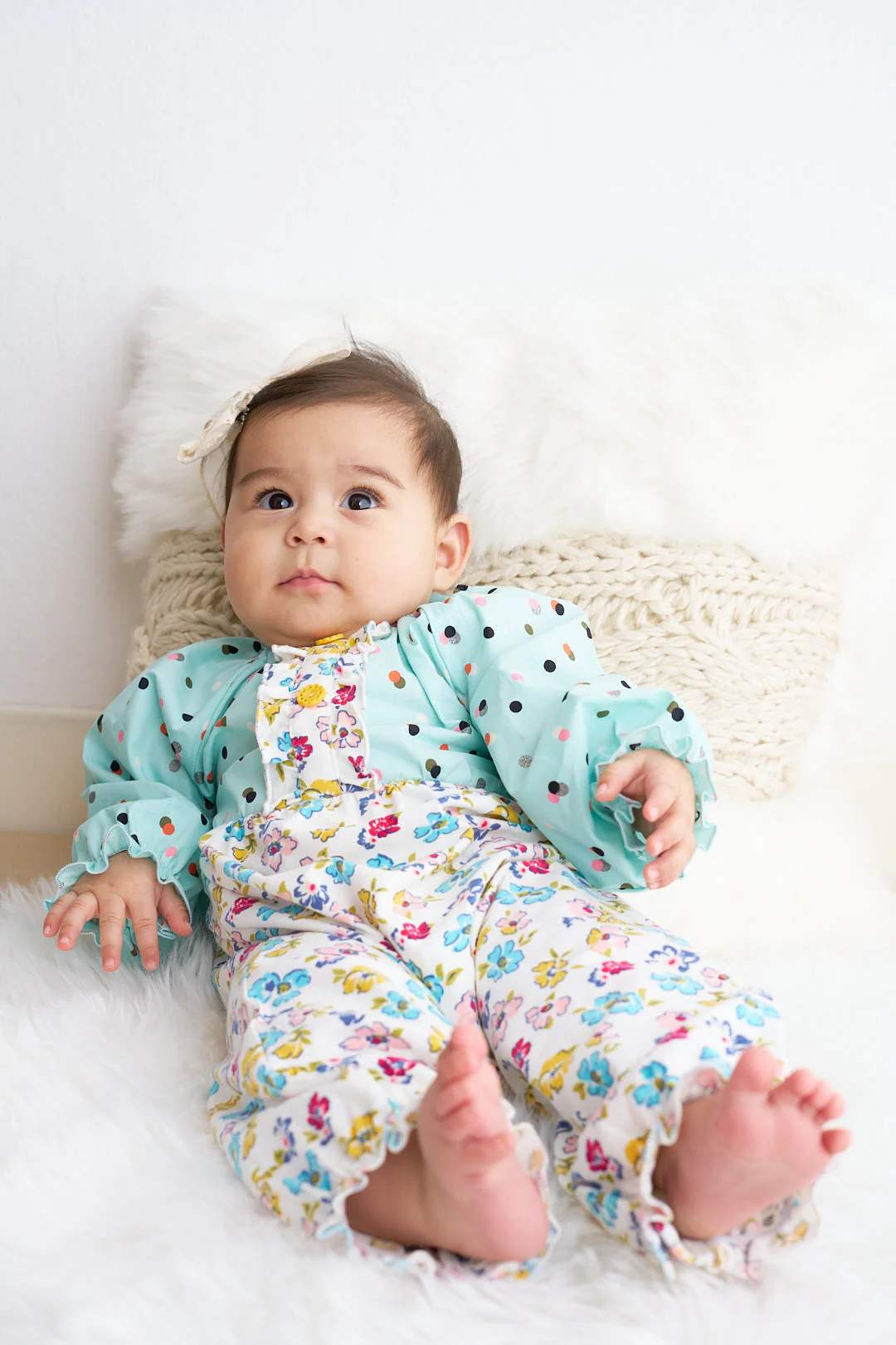 Platinum mint floral print baby girl romper - Image 3