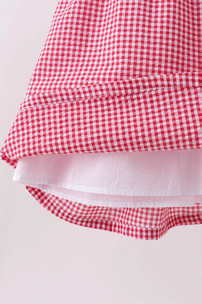 Red watermelon ruffle gingham dress - Image 2