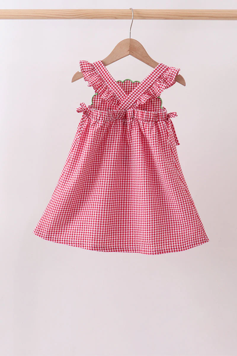 Red watermelon ruffle gingham dress - Image 3