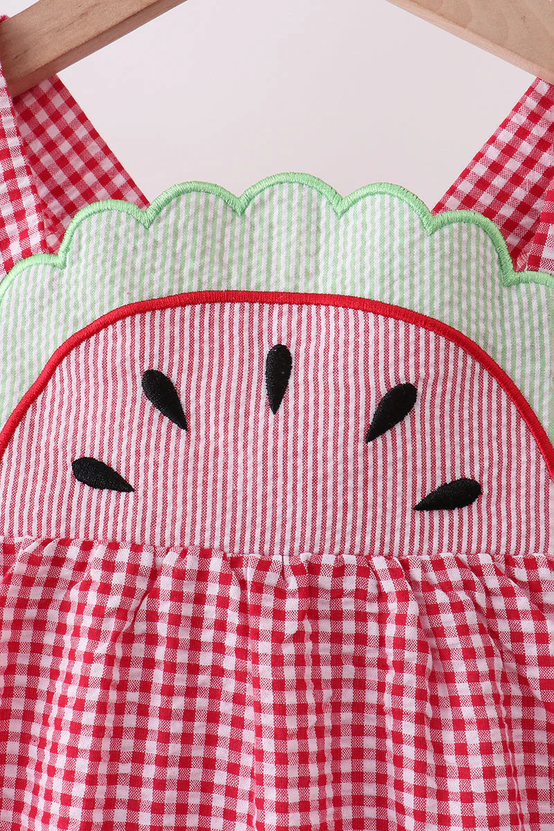 Red watermelon ruffle gingham dress - Image 4