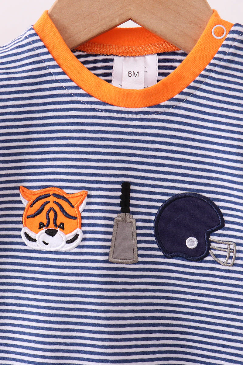 Premium Blue Auburn stripe tiger romper - Image 2