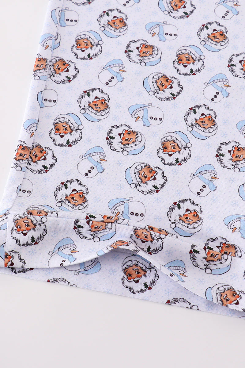 Premium blue christmas santa claus print men pajama pants - Image 3
