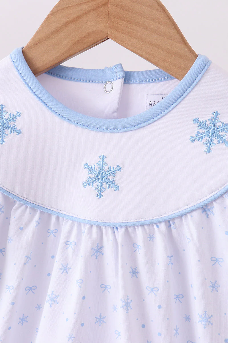 Premium blue snow bow embroidery bubble - Image 2