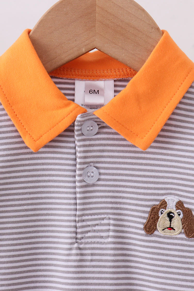 Premium Gray Tennessee Puppy embroidery stripe romper - Image 3
