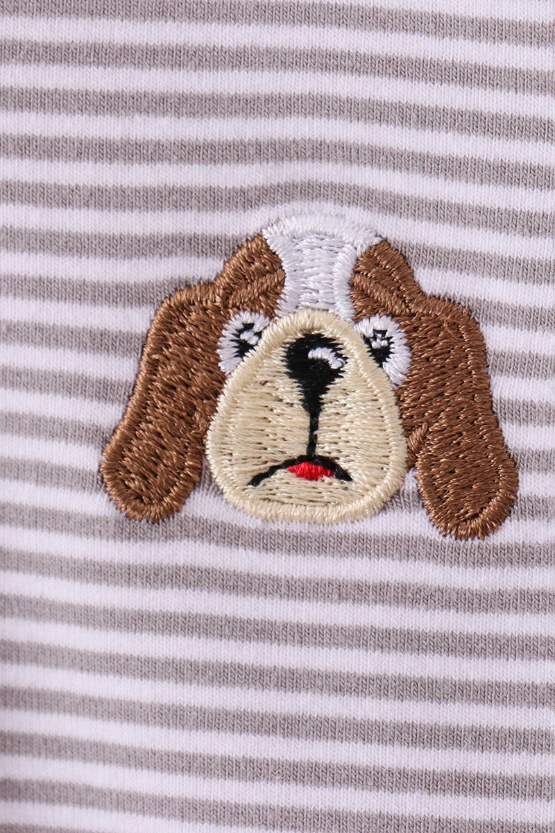 Premium Gray Tennessee Puppy embroidery stripe romper - Image 4