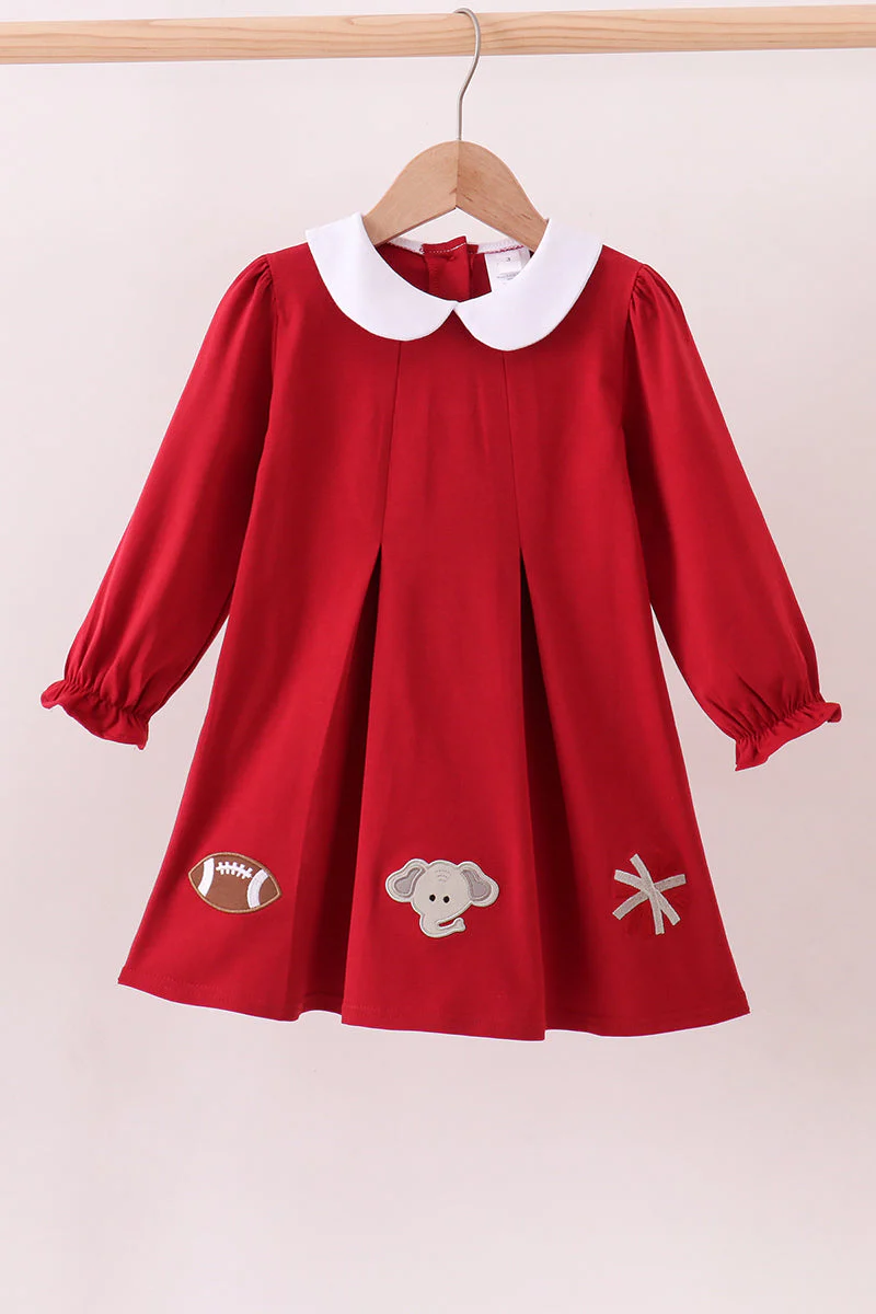 Premium Maroon Alabama elephant applique dress
