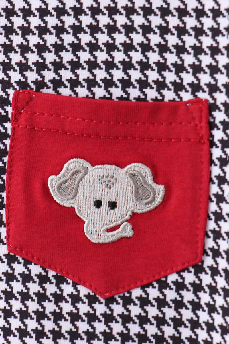 Premium Maroon Alabama elephant embroidery gingham pants set - Image 3