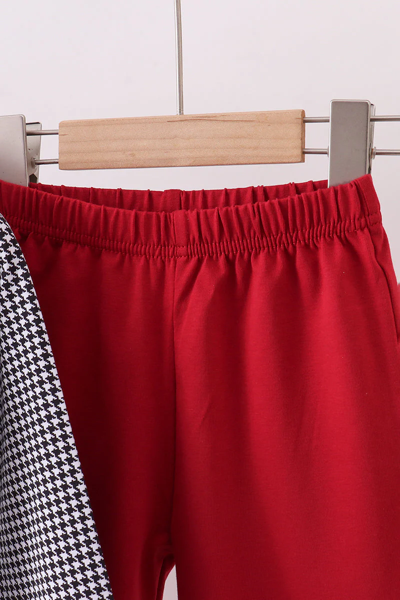 Premium Maroon Alabama elephant embroidery gingham pants set - Image 4