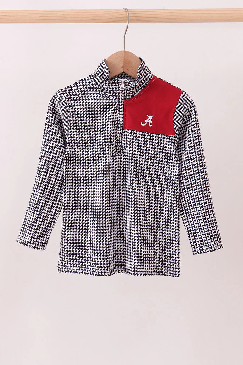 Premium Maroon Alabama embroidery gingham top