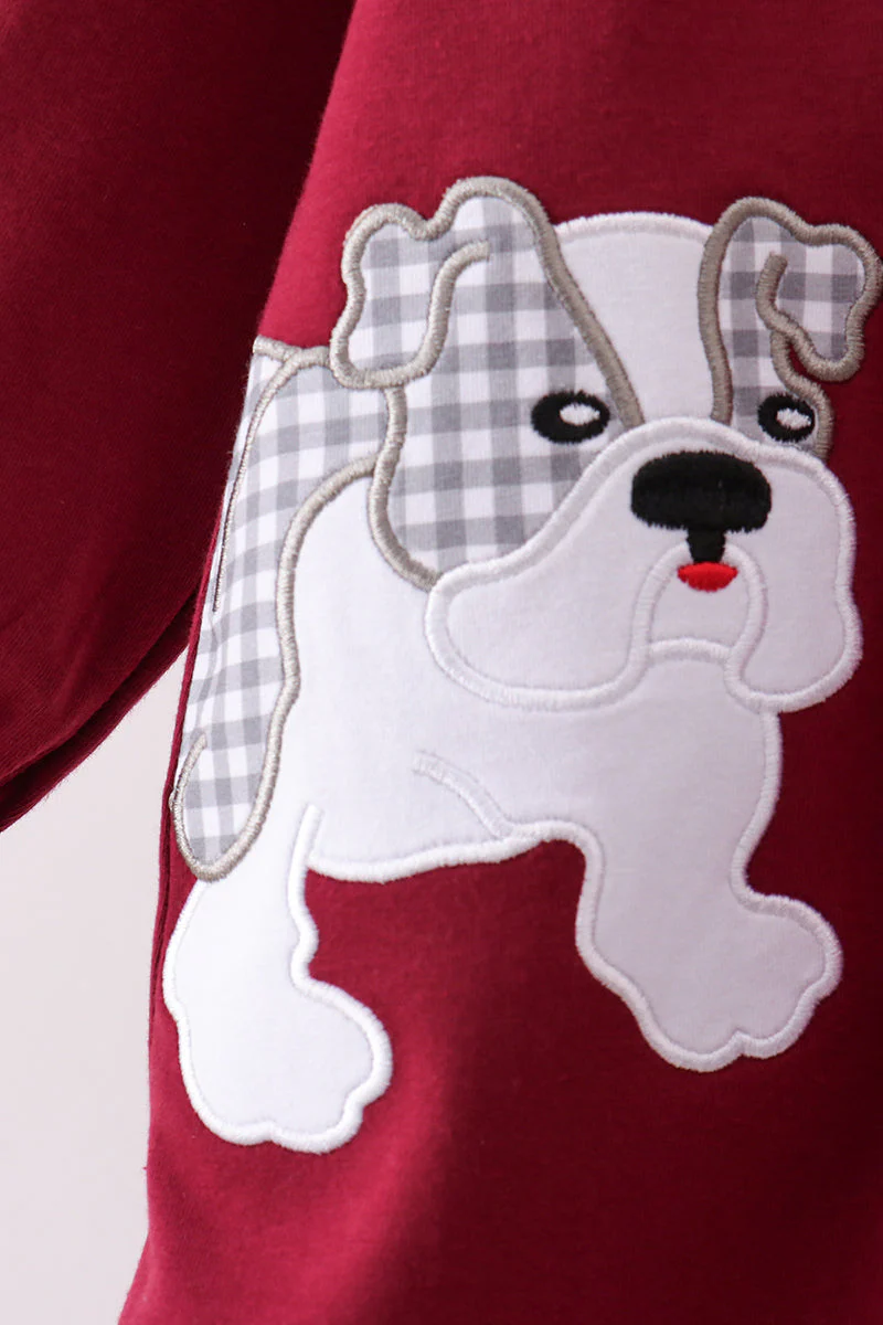 Premium Maroon Georgia bulldog applique dress - Image 3