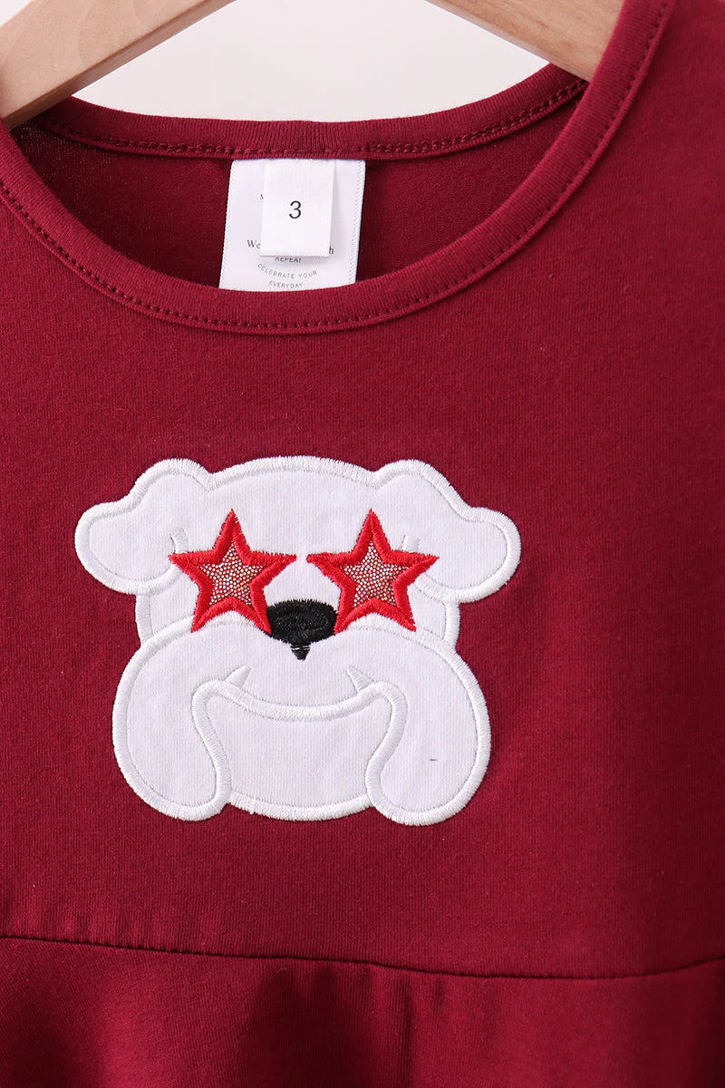 Premium Maroon Georgia bulldog applique dress - Image 2