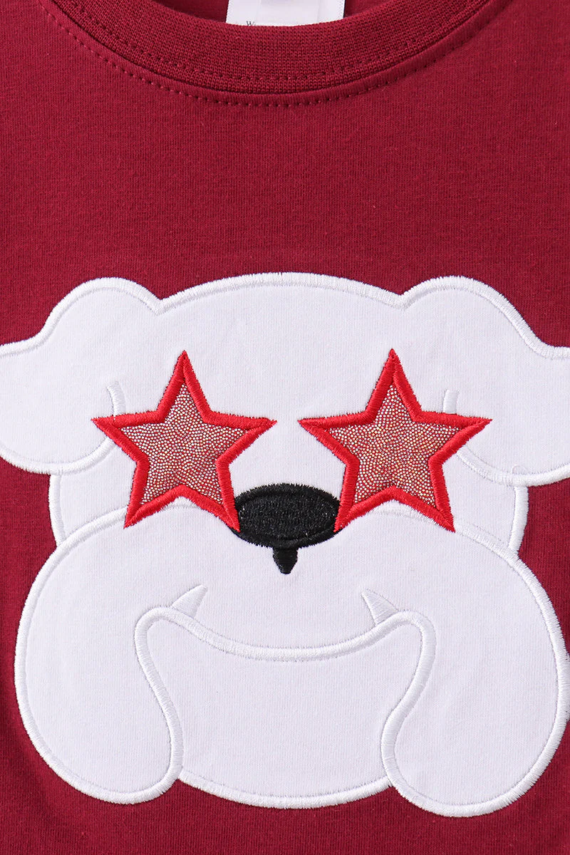 Premium Maroon Georgia bulldog applique top - Image 2