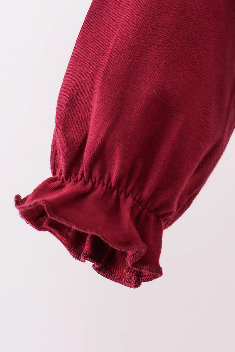 Premium Maroon Georgia bulldog bow embroidery bubble - Image 5