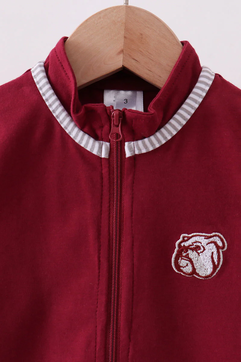 Premium Maroon Georgia bulldog embroidery vest - Image 2