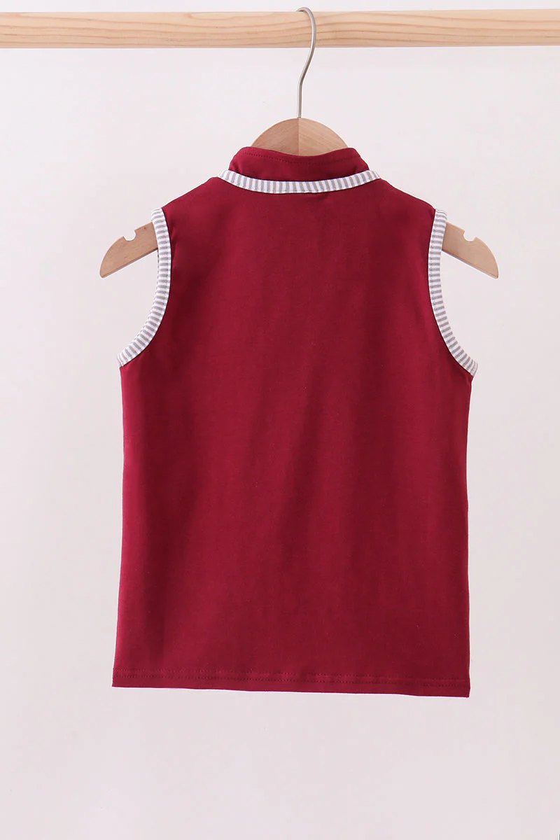 Premium Maroon Georgia bulldog embroidery vest - Image 5