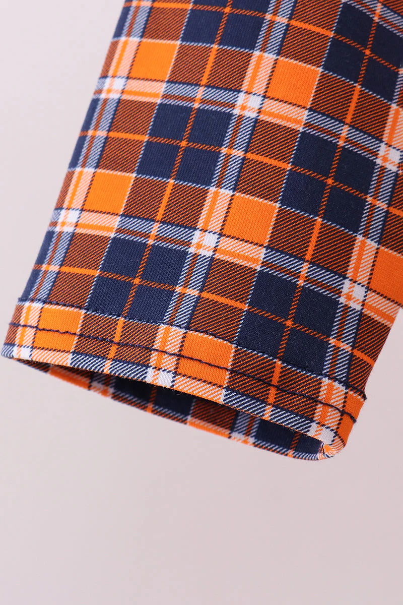 Premium Navy Auburn embroidery plaid top - Image 3