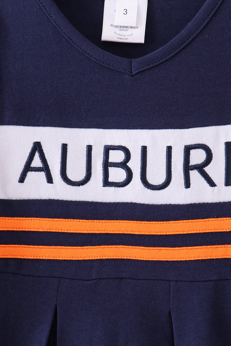 Premium Navy Auburn embroidery ruffle dress - Image 2
