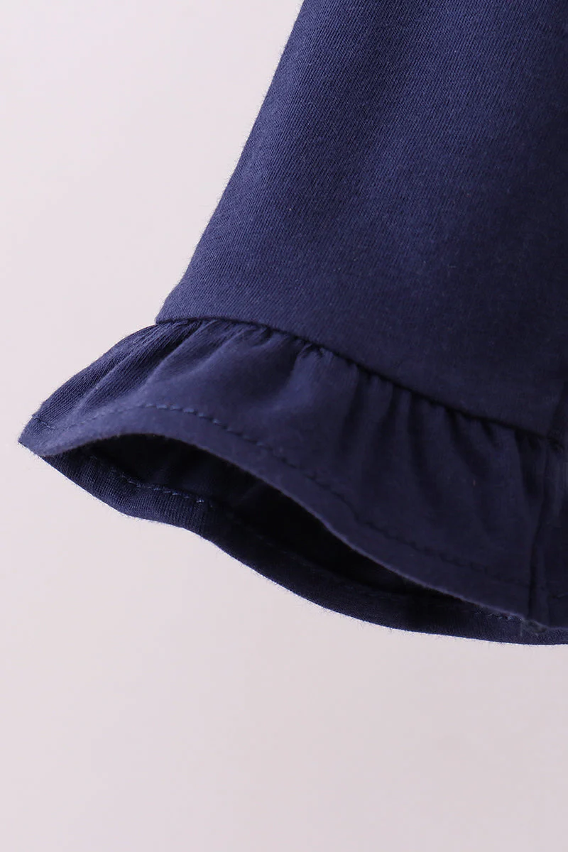 Premium Navy Auburn embroidery ruffle top - Image 3