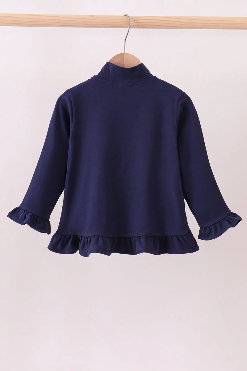 Premium Navy Auburn embroidery ruffle top - Image 5