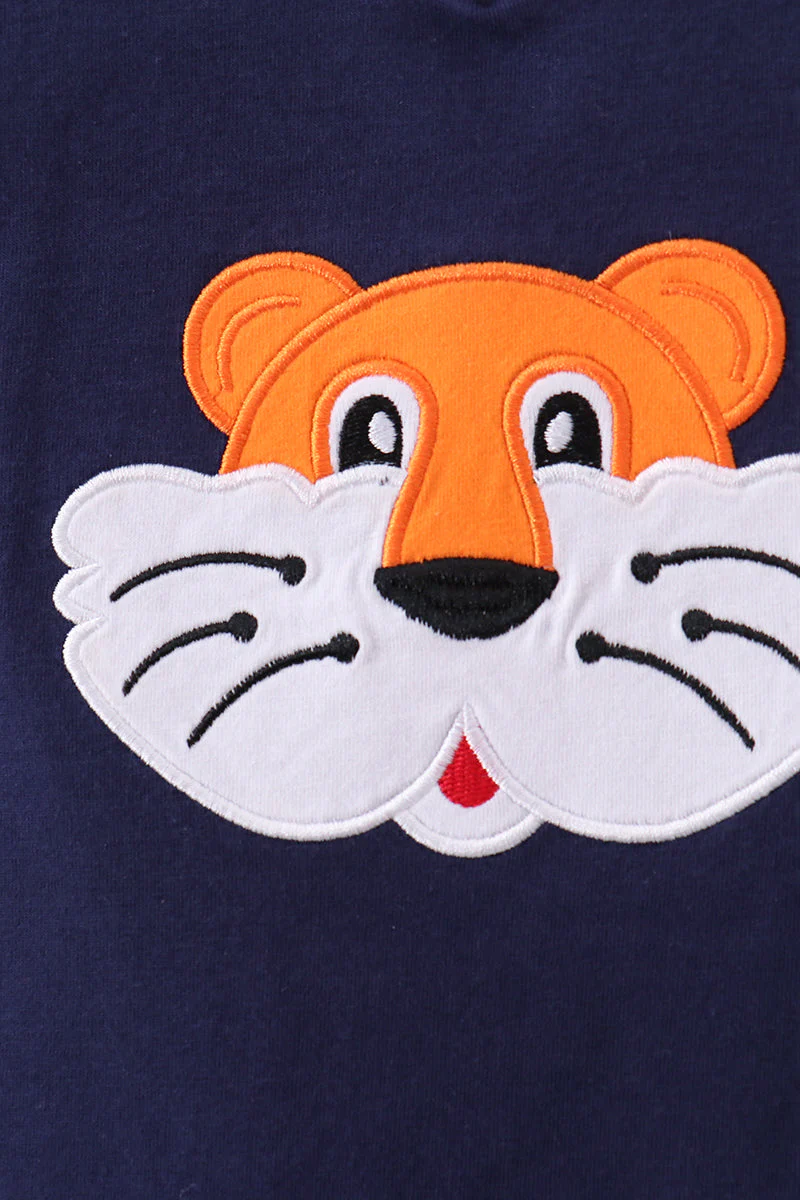 Premium Navy Auburn tiger applique top - Image 2