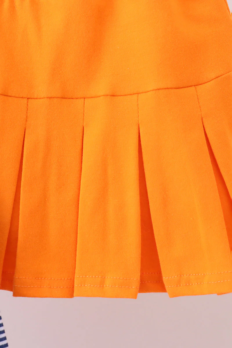 Premium Orange Clemson stripe football embroidery skorts set - Image 3